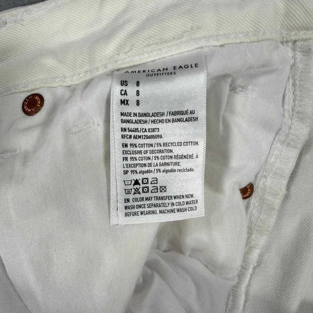 American Eagle Highest Rise Baggy Shorts Womens 8 29W White Distressed Denim NEW